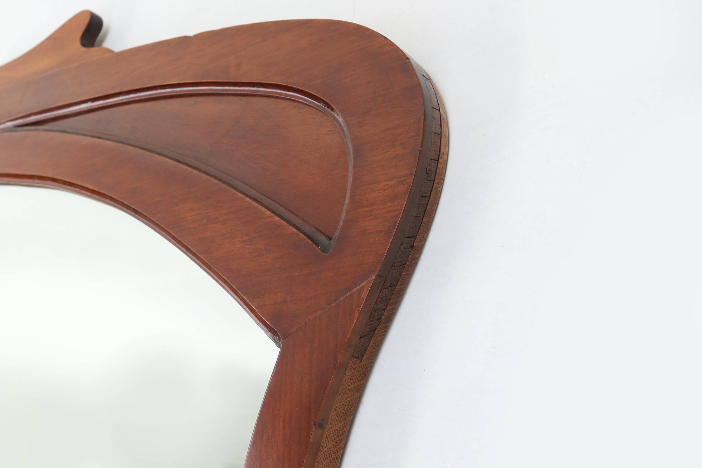 Large hand carved Art Nouveau chimney mirror, France ca. 1910