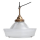 Glass and Brass Holophane Antique Pendant Light