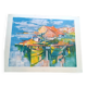 Lithograph José Palmeiro unsigned Spain Marina with boats 50x66 cm