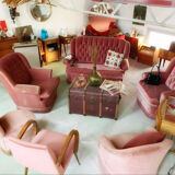 Pink velvet bridge chair