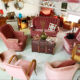 Pink velvet bridge chair