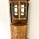Biedermeier corner display cabinet in birch burl