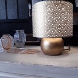 Extra lamp foot ball wood, gold patina, lampshade paper patterns art deco