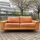 Danish Modern Mid Century Vintage Cognac Leather Sofa
