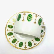 Set of 6 tea cups and 1 cream jug in Paris porcelain, Louis XVI decoration.