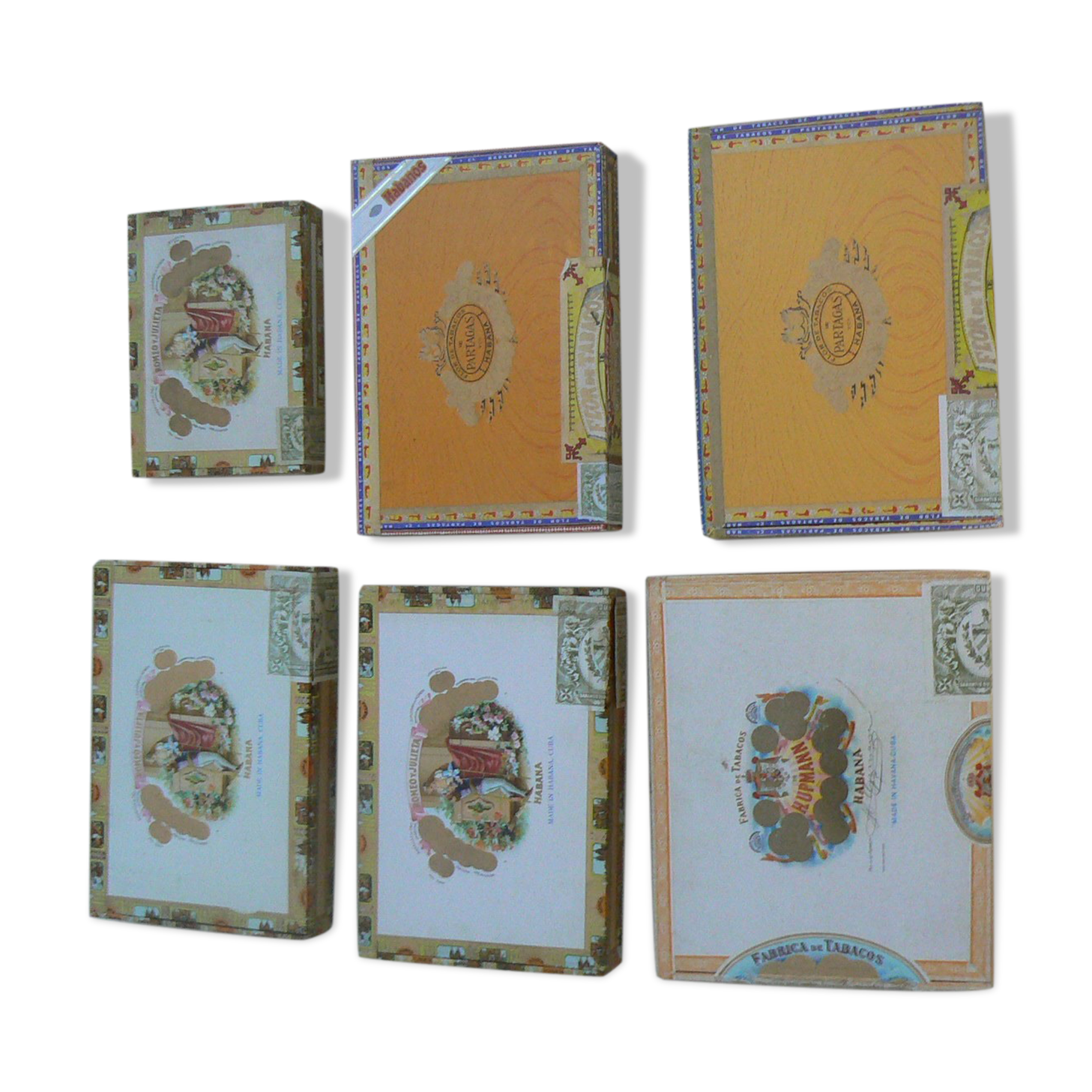 Empty cigar boxes from CUBA (set of 6 boxes)