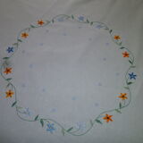 Hand embroidered linen round sheet 1.55 m