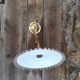 Wall lamp gooseneck bronze and serrated opaline.