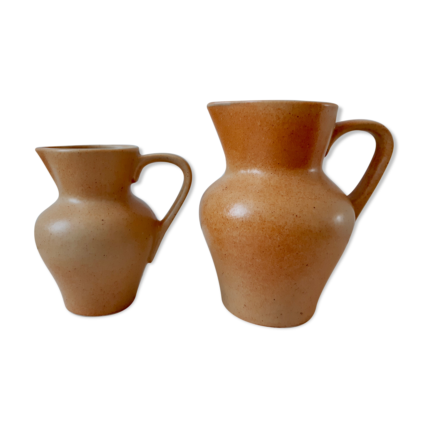 Duo of vintage sandstone pitchers Made In France