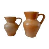 Duo of vintage sandstone pitchers Made In France