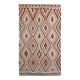 Grand kilim vintage motifs géométriques, tons terre et bleu pastel