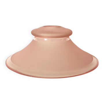 petit abat jour rose en verre granité rose des années 50