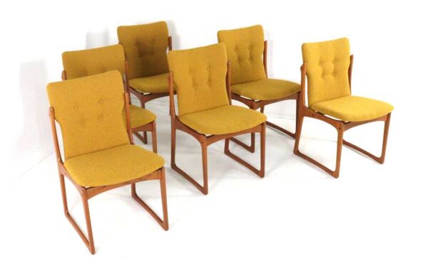 Ensemble de 6 chaises de salle à manger Vamdrup 'Nyhavn' - nouvelle tapisserie restaurée