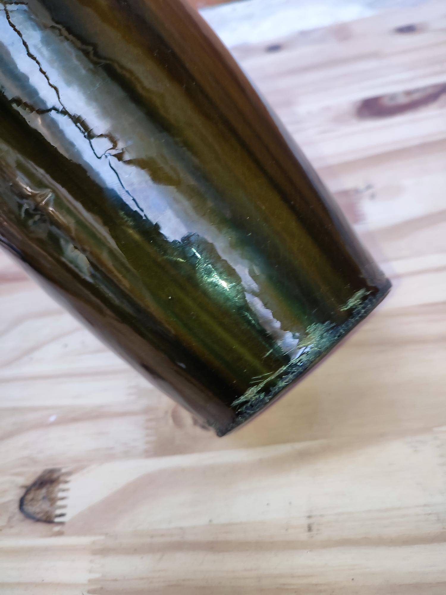 Ceramic vase with dripping in the style of jerome massier or belgian work with bronze handles