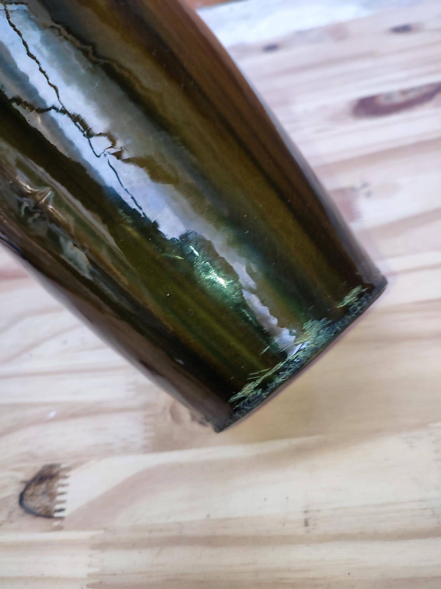 Ceramic vase with dripping in the style of jerome massier or belgian work with bronze handles
