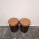 1970s Vintage Wooden Stool – Faux Leather Cushion & Aluminium Trim