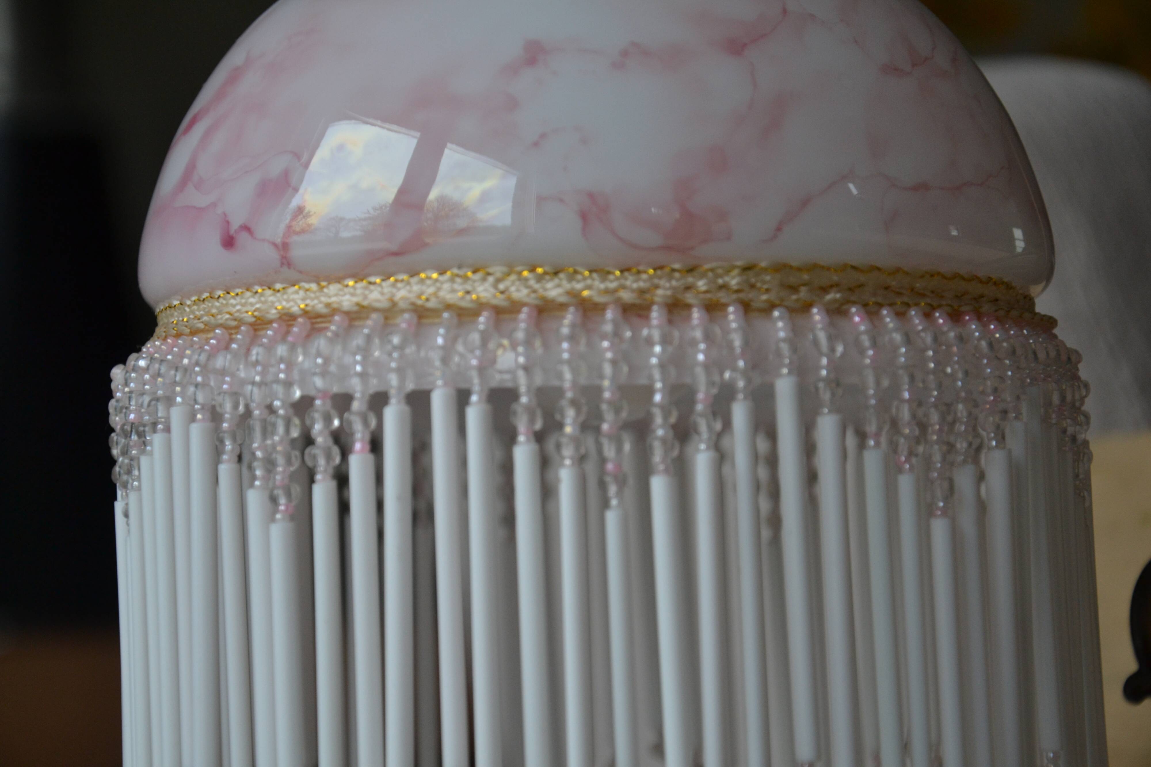 Opaline wall light with ceramic and glass pendants