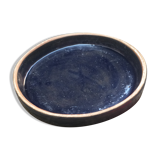 Plat en terre émaillée bleu indigo