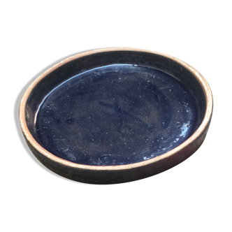 Indigo blue enamelled earth dish