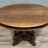 Honoré Dufin: Walnut pedestal table with extensions, stamped Napoleon III period