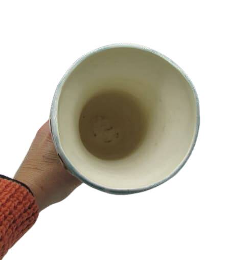 Art-Nouveau slip vase decorated with Iris flowers