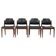 Ensemble de quatre chaises Arne Vodder en bois dur et cuir noir