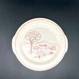 Gien serving dish with handles, burgundy landscape pattern - fcsv9