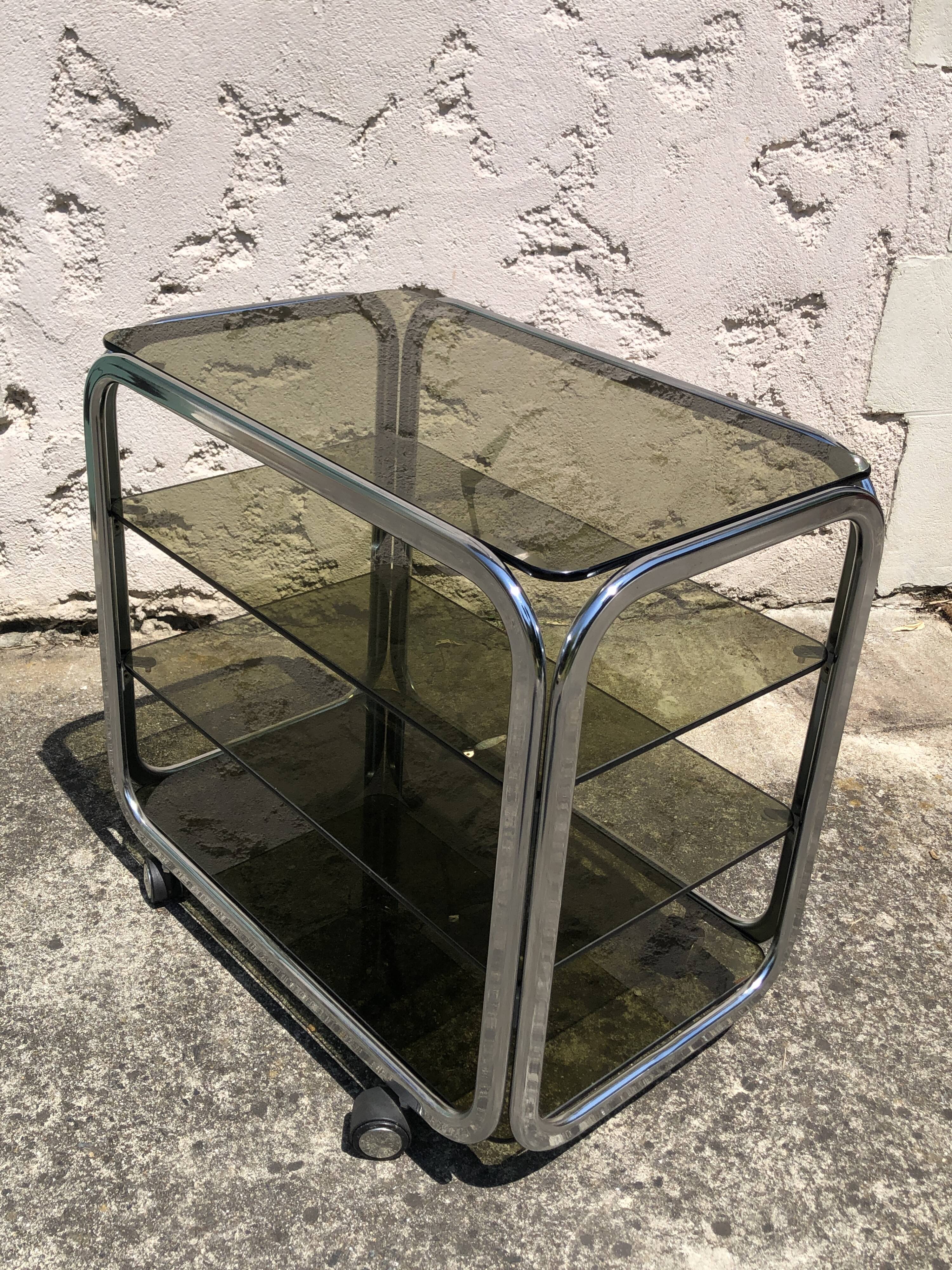 Chrome furniture and smoked glass 1970