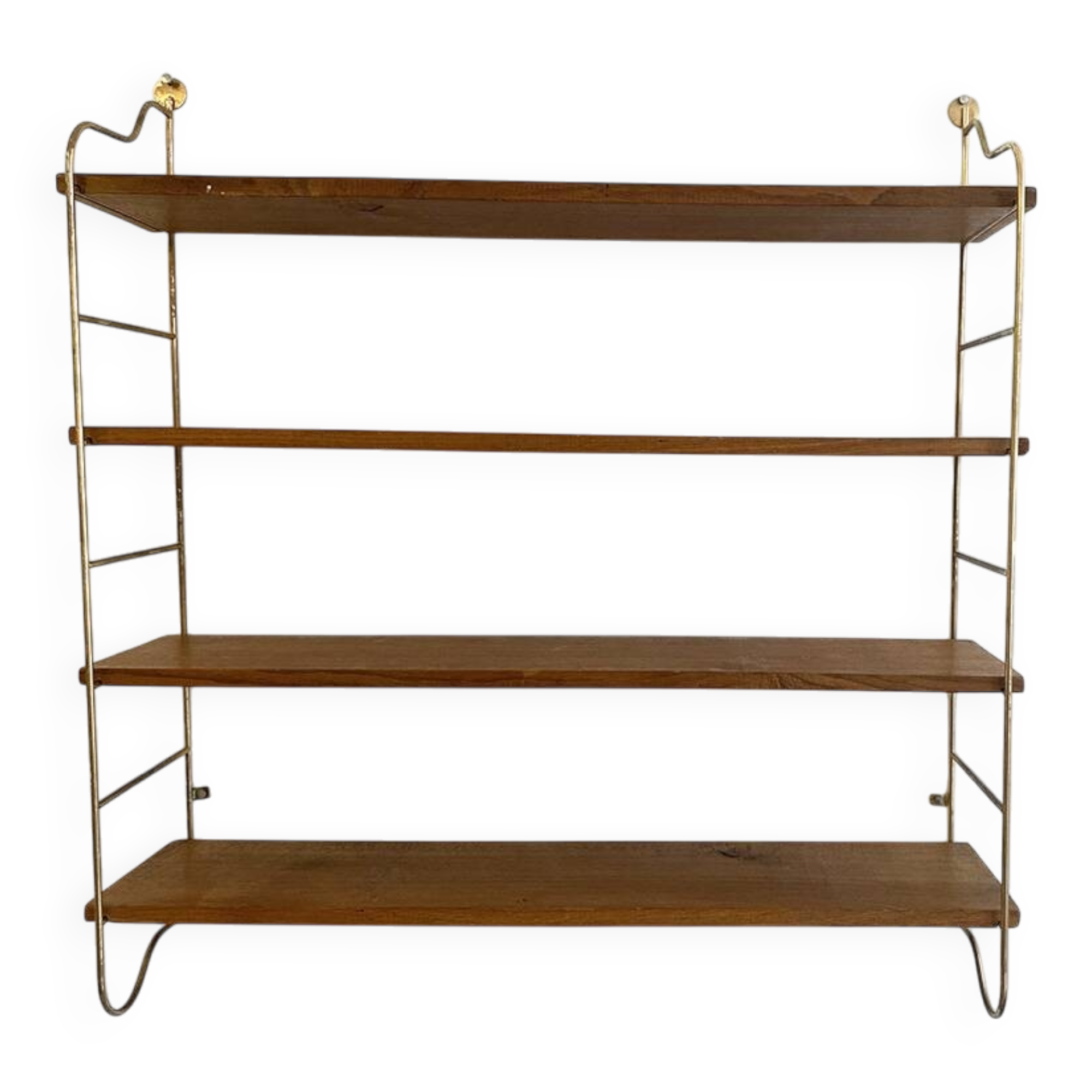 Etagère string laiton et hêtre, 1960