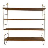 Etagère string laiton et hêtre, 1960