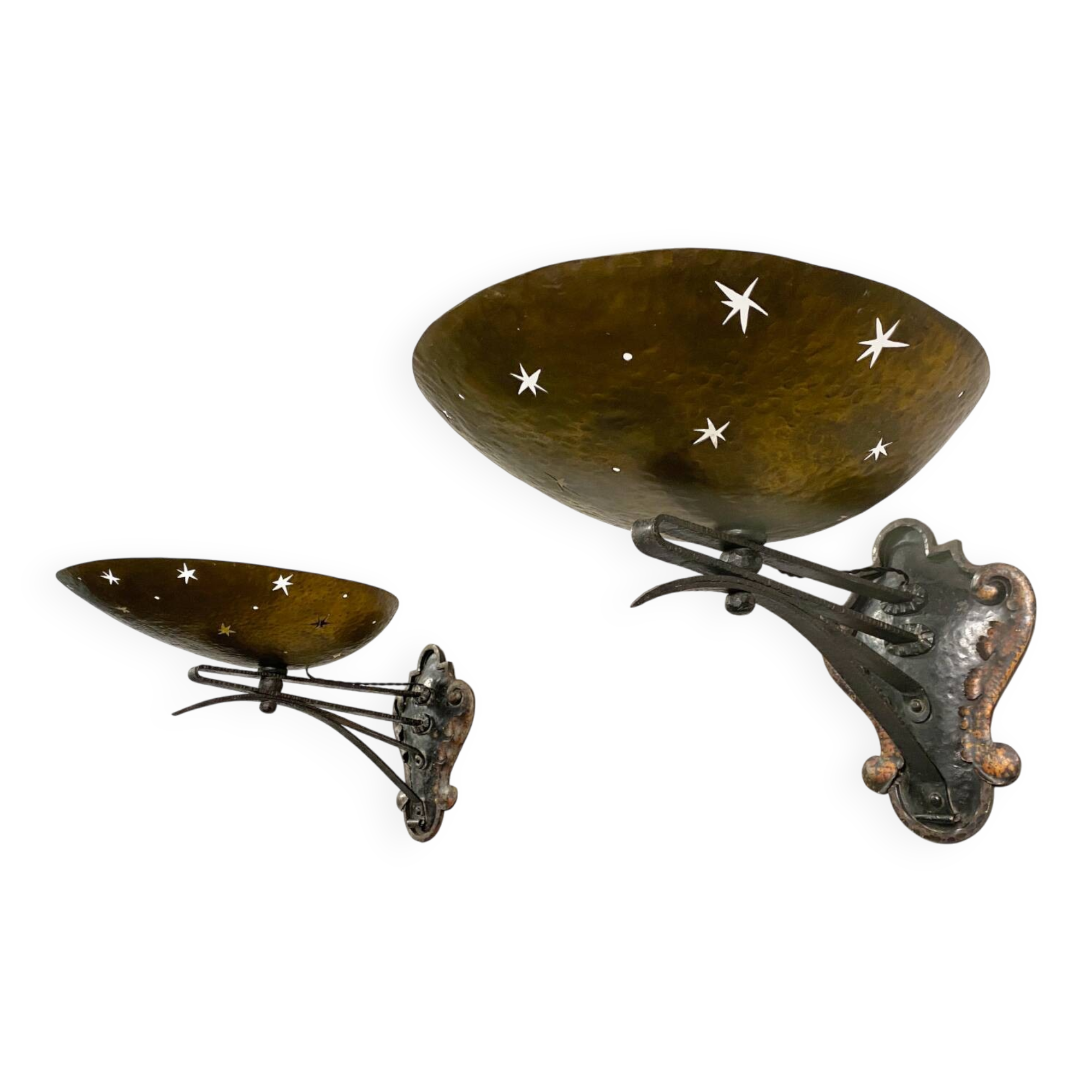 Paire d'appliques de style Art déco en fer forgé et laiton, Allemagne années 1930