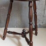 Vintage turned solid wood tripod stool
