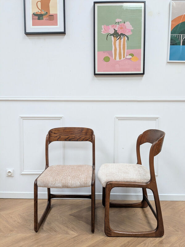 2 chaises traîneau Baumann vintage