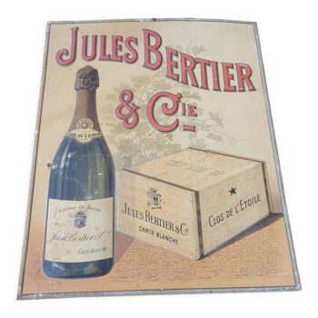 Plaque publicitaire en tôle litho vins, crémants Jules Berthier , début XX em