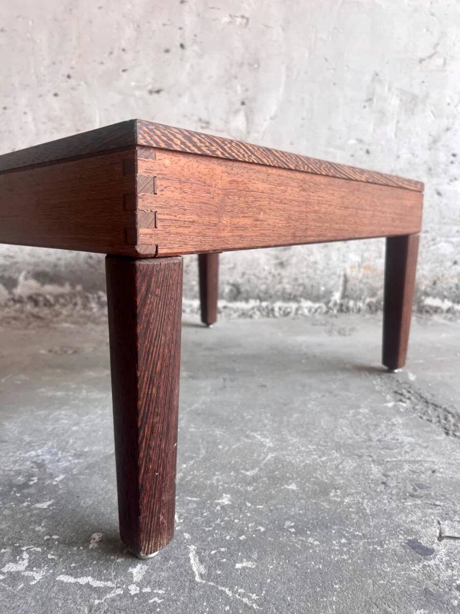 Mid-Century Warm Brown Wood Low Side Table with Sleek Profile (1950s–60s)