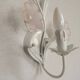 French vintage white metal double wall light with pink glass flowers 5438.