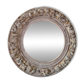 Miroir rond motifs fleuris