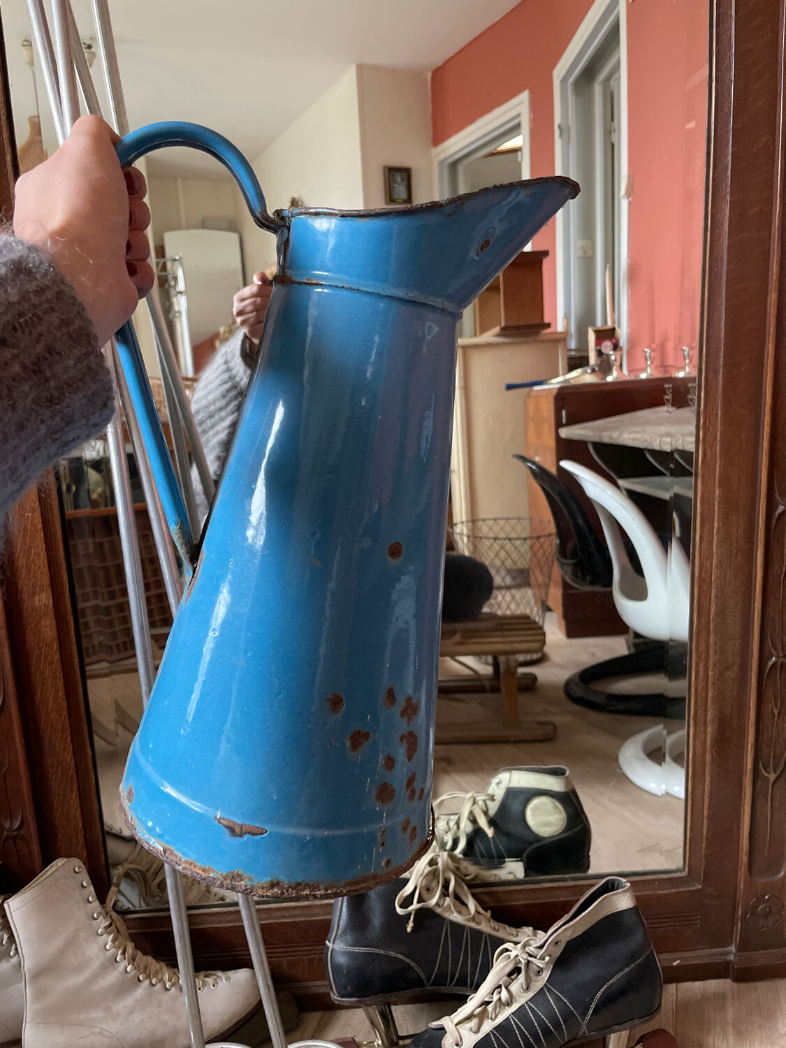 Blue pitcher