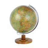 Mid-Century Light Glass Globe With Wooden Base by Paul Rath, 1950s