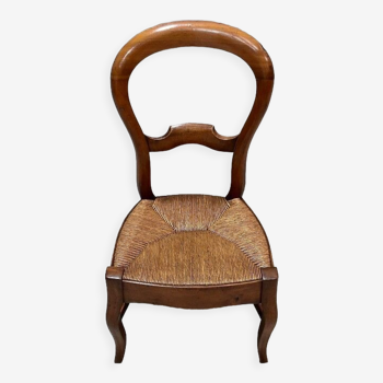 Chaise enfant paillée en merisier, époque Louis-Philippe - 2ème partie du XIXe