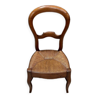 Chaise enfant paillée en merisier, époque Louis-Philippe - 2ème partie du XIXe