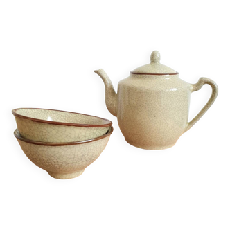 Service à thé en céramique craquelée