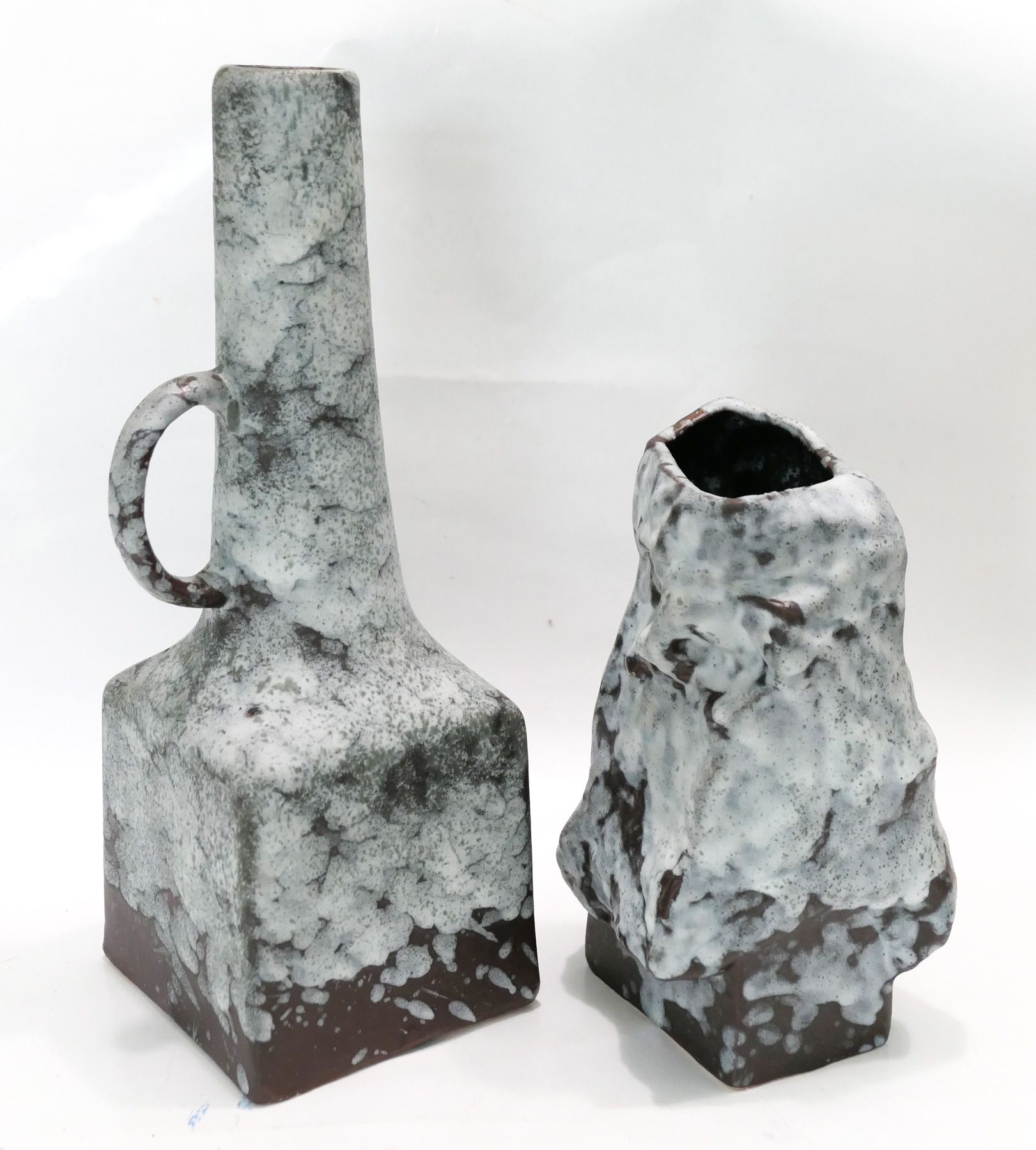 Duo of modernist ceramic vases and brutalist 1960-70 by ES-Keramik Germany