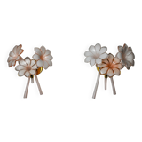 Pair of pink fleurs-de-lis sconces, murano glass, Italy, 1970