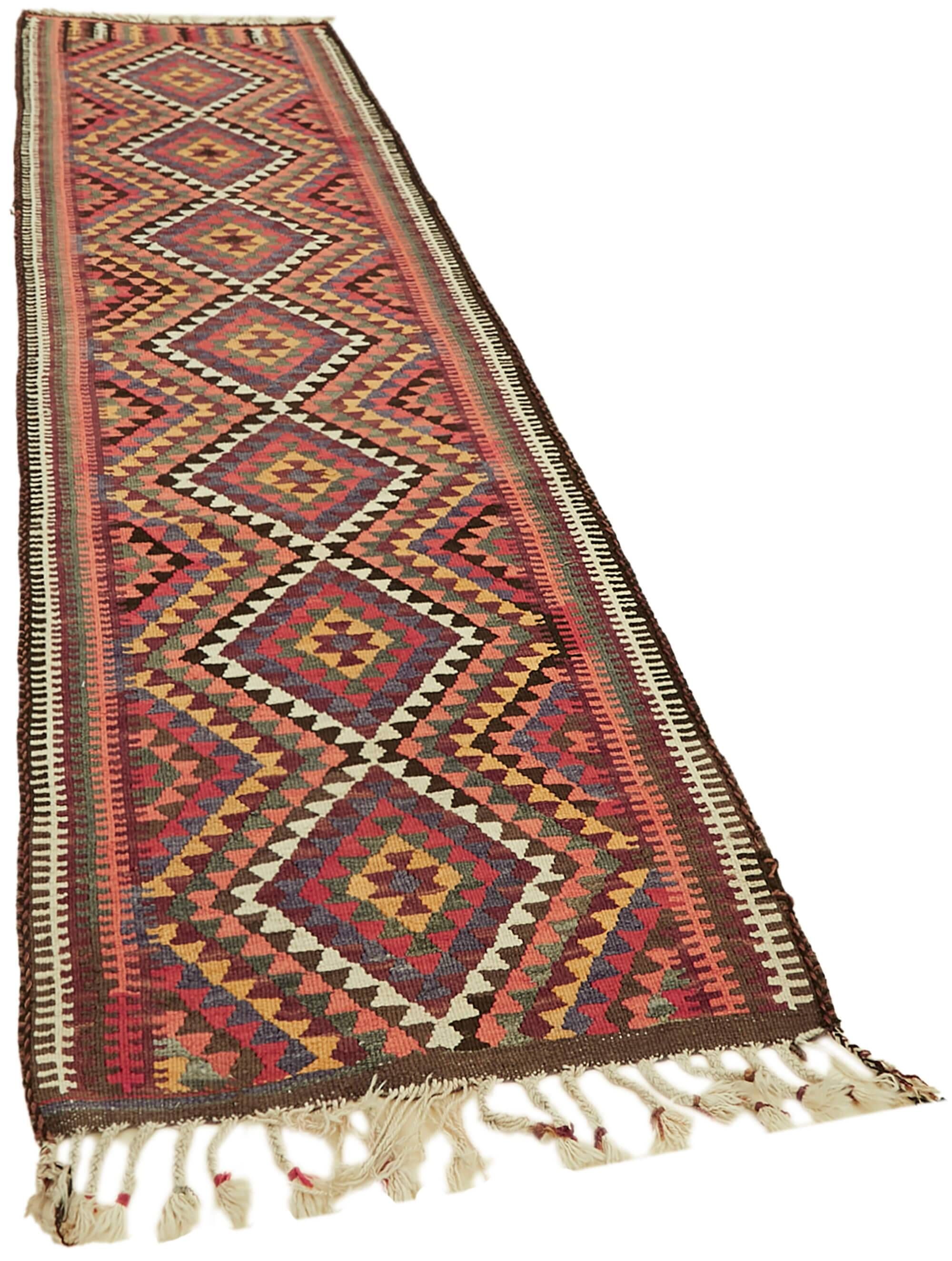 Turkish Handwoven Vintage Herki Kilim 92 cm x 316 cm