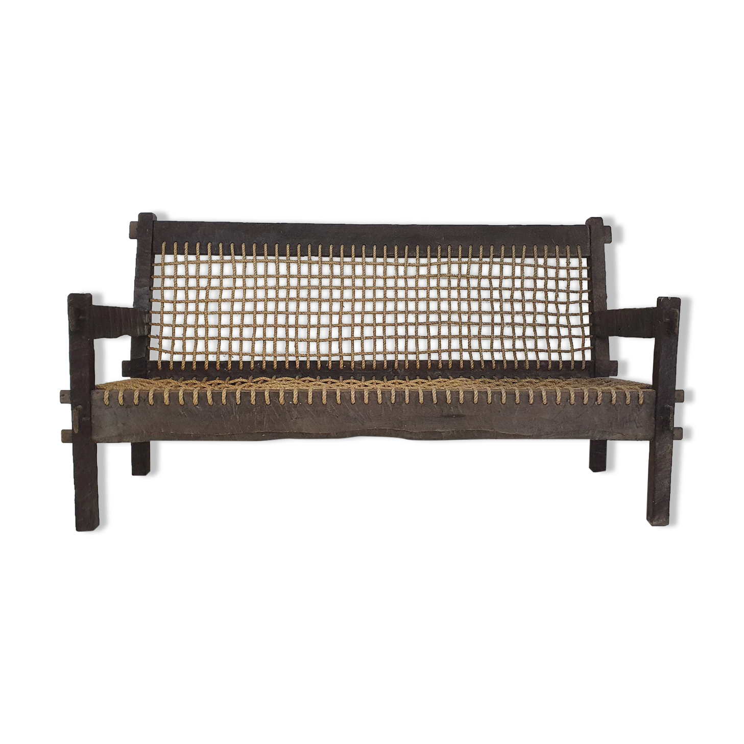 Solid oak and rope sofa, Netherlands 1960's