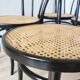 Set of 6 Vintage Thonet Style Dining Chairs: Black Bentwood Cane Seat