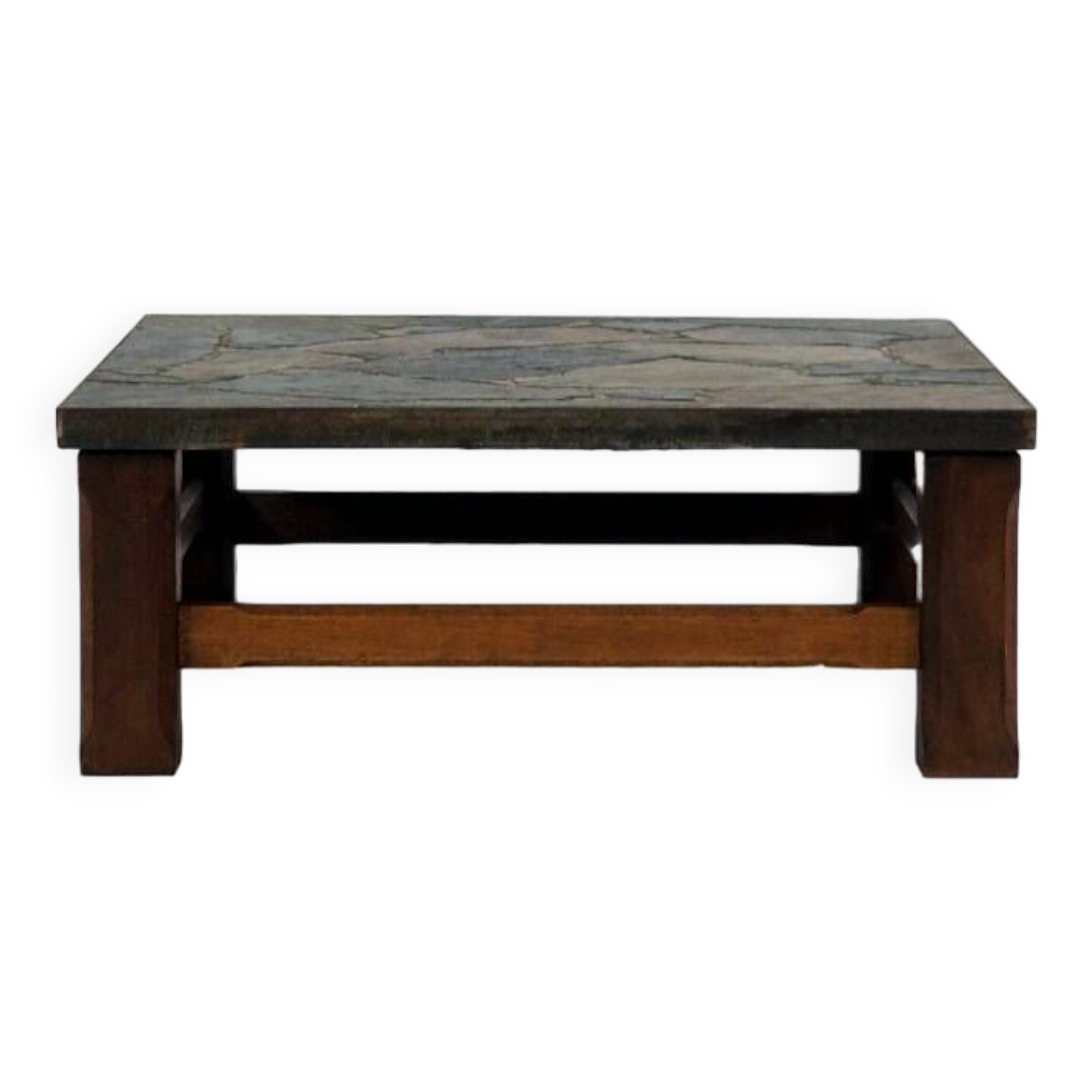 1960s Coffee Table made of Oak and Norwegian Sell Pillarguri Slate