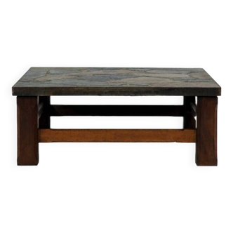 1960s Coffee Table made of Oak and Norwegian Sell Pillarguri Slate