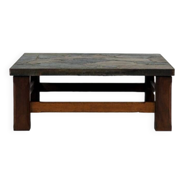 1960s Coffee Table made of Oak and Norwegian Sell Pillarguri Slate